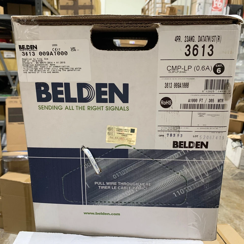 Belden 3613009A1000 Category 6+ Premium Cable 4 Pair U/UTP CMP Plenum White - Image 1 of 1
