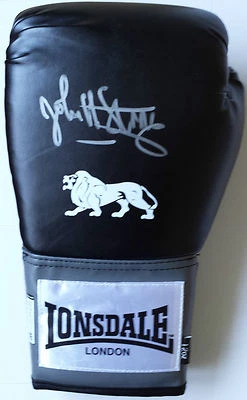 JOHN H STRACEY Signed In Person LONSDALE BOXING GLOVE Photo Proof COA - Image 1 of 2