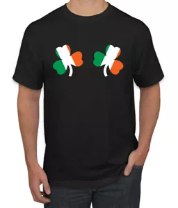 Irish Flag Shamrocks Breasts St. Patricks Day Men T-Shirt - Picture 1 of 26