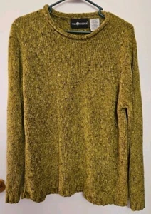 Sag Harbor XL Green Ribbed Knit Long Sleeve Sweater Women’s Fall Vintage - Picture 1 of 13