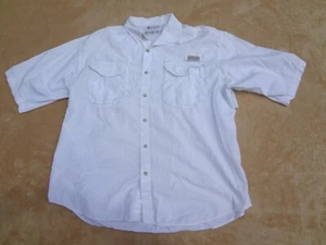 Columbia Sportswear White Short Sleeve Shirt Men's L Fishing Hiking - Picture 1 of 14