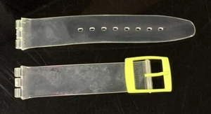 Genuine SWATCH Mens/Gents CLEAR / FLUOR. YELLOW Plastic Watch Band Strap 17mm - Picture 1 of 2