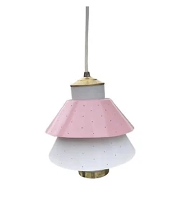 50er Jahre Mid Century Modern UFO Diner Café Rosa Hängelampe - Bild 1 von 11
