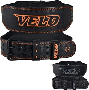 VELO Power Weight Lifting Buffalo hide 6" Leather Belt Gym Back Support Strap - Picture 1 of 17