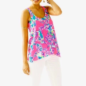 LILLY PULITZER Toucan Can Monterey Tank Top Dragonfruit Pink Summer X-Small - Picture 1 of 12