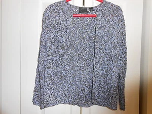 SIGRID OLSEN--HAND KNIT LT. BLUE/GRAY/BLACK TAUPE TWEED-----SIZE 6 - Picture 1 of 3