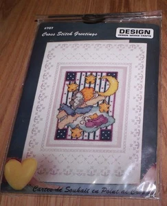 CHERUB WITH MOON Design Works Cross Stitch Greetings Card Cross Stitch Kit - Picture 1 of 2