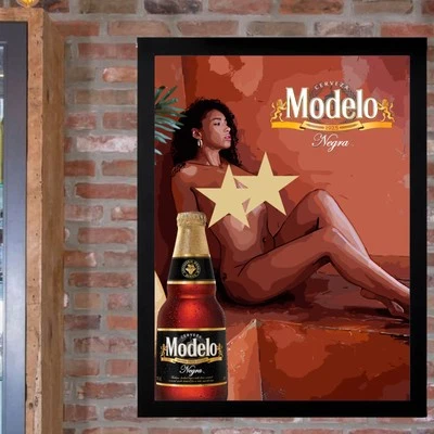 Vintage Styl Modelo Negra Beer Poster 18x24 Man Cave Bar Decor Mexican Cerveza  - Image 1 of 2