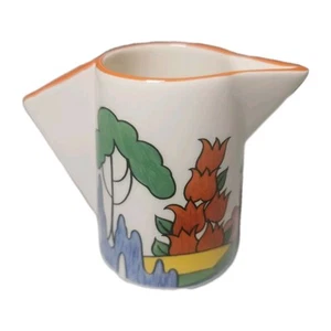Clarice Cliff Bizarre Wedgwood Milk Cream Jug Orange Roof Cottage L26B - Imagen 1 de 7