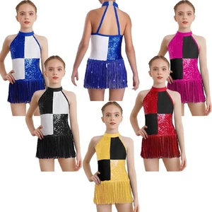 Niños Niñas Leotardo Disfraz Ropa de Baile Salón Body Halter Vestido Gimnasia - Imagen 1 de 70