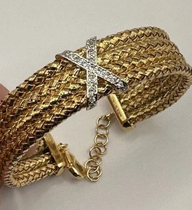 Stauer 'Italiano Fantasia X' 18K Gold Finish Bronze Braid Cuff Bracelet IOB - Bild 1 von 11