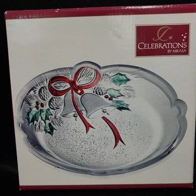 Mikasa Holiday Bells Christmas sweet Candy Nut Dish Vintage 7"made in Japan - Image 1 of 4