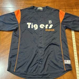 True Fan Detroit Tigers Stitched Jersey XL Blue Orange White Retro Free Ship - Picture 1 of 6