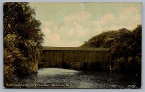Cartolina The Old Covered Bridge Blackstone River MA Massachusetts 1911 L6 - Foto 1 di 3