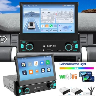 6+128G 1DIN 7 Zoll Flip Out Android 14 Carplay Autoradio GPS NAVI RDS WIFI FM BT - Bild 1 von 4