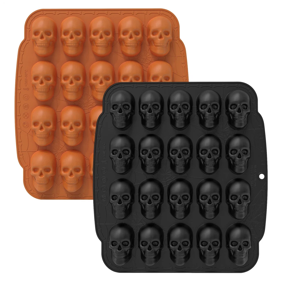 Skull Chocolate Mold Jellies Skeleton Mould 3D Easy Release Reusable  - Image 1 of 4