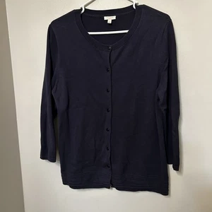 Cardigan maglione Talbots manica lunga con bottoni blu navy cotone taglia large usato in ottime condizioni - Foto 1 di 6