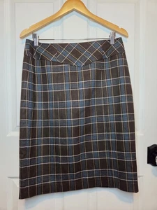 Gonna vintage Catone a quadri marrone blu schiena plissettata 8 anni 90 Y2k Heritage Academia Preppy - Foto 1 di 7