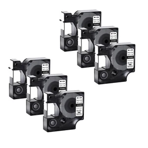 6PK 9mm IND Permanent Poly Label Tape 18482 for Dymo Rhino Black on White 3/8" - Picture 1 of 12
