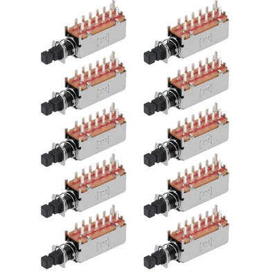 Interruptor de botón pulsador 10 piezas 4PDT 12 pines 1 posición autobloqueante negro Foto 1 de 4