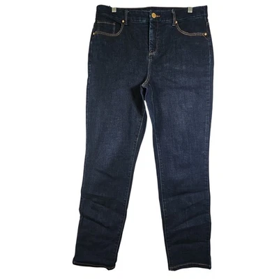 Pantalones de mezclilla al tobillo Chico's The So Slimming Girlfriend lavado oscuro talla 1/US 8 Foto 1 de 4