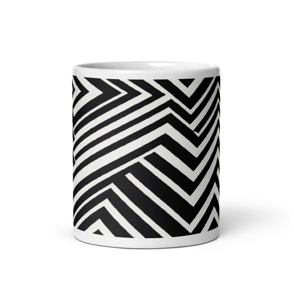 Taza de café de cerámica Bold Chevron Stripes - Taza de té blanca y negra de 11 oz Foto 1 de 3