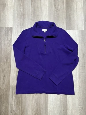 Studio Works Women’s Large Purple Quilted Collar Quarter Zip Pullover Sweatshirt - Image 1 of 4