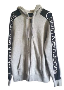 Calvin Klein Mens Large Gray Hooded Fleece Pullover - Picture 1 of 8