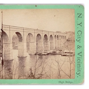 Vista estéreo del puente alto del río Harlem de la década de 1870 - Acueducto Croton de la ciudad de Nueva York - Imagen 1 de 3