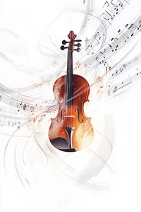 Canvas Art Elegant Brown Violin With Music Notes Wall Picture Poster Print - Picture 1 of 22