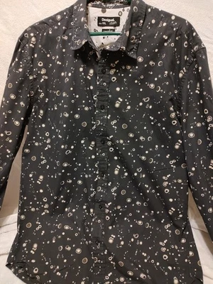 Camisa masculina Desigual XXL, ajuste regular manga longa design geométrico/bolha - Imagem 1 de 4