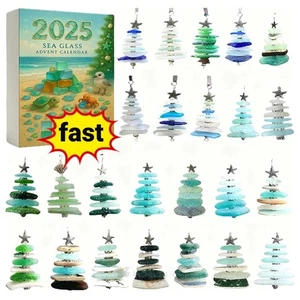 Sea Glass Christmas Tree Advent Calendar, Handmade Miniature Christmas Tre e - Picture 1 of 12