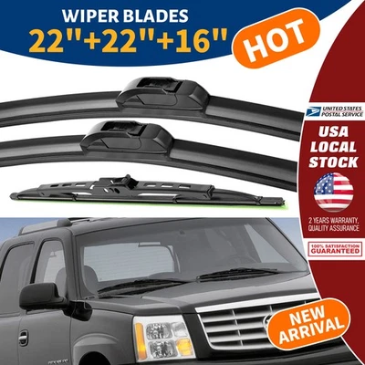 3Pcs Windshield Wiper Blade Kit For GMC Envoy 2002-2006 of 22''/22''/16'' USA - Image 1 of 4