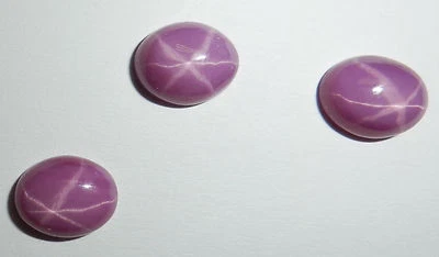 Opaque Star Ruby Oval 10x8 mm Cabochon 6 Rayed Lab-created Stone 3 pieces Lot - Image 1 of 4