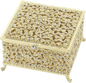 Olivia Barrita Evie Gold Crystal Caja Baratija - Imagen 1 de 3