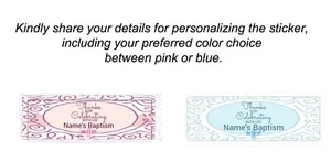 BAPTISM BAUTIZO THANKS LABEL PERSONALIZED PARTY BOY GIRL STICKER DIFFERENT SIZES - Picture 1 of 33
