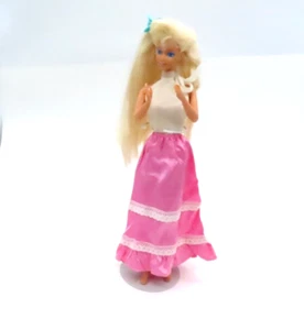 Barbie Size Doll Cream Top And Pink Skirt With Lace Doll And Stand Not Included - Picture 1 of 9