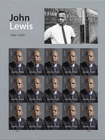 US, John Lewis, NDC/imperf Pane of 15, Shipping After 8/1/23 Cover