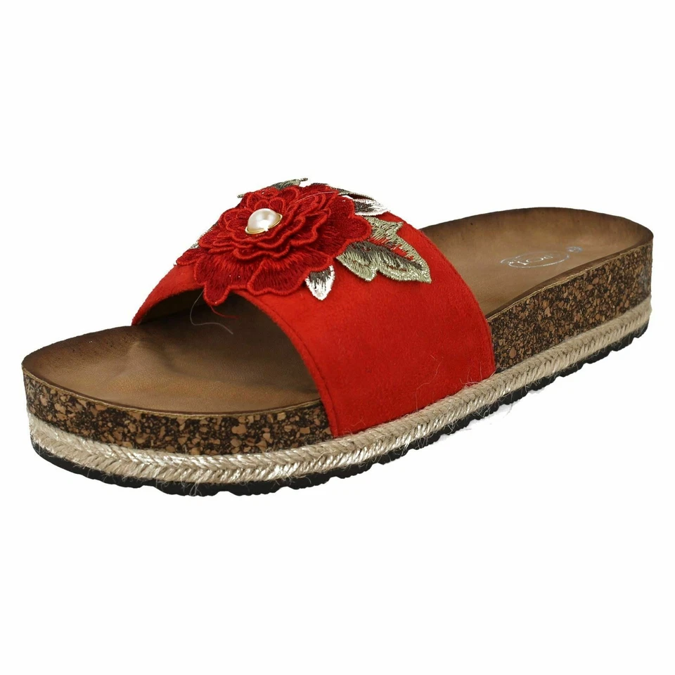 Mujer Spot On Pantuflas Sandalias de Verano F1R0810 - Imagen 1 de 1