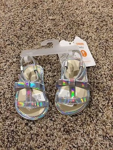 NWT Gymboree Little Splash Silver Crib Sandals Shoes Baby Girl 01,02,03,04 - Picture 1 of 1