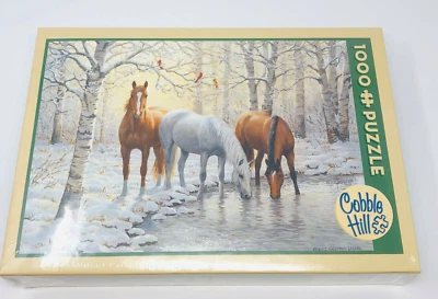 Cobble Hill 1000 Piece Puzzle Winter Trio Horses New Sealed - Image 1 of 4