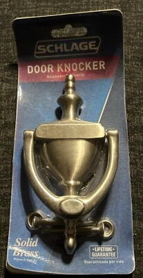 Golpeador de puerta Schlage latón macizo acabado níquel satinado nuevo paquete tiene desgaste Foto 1 de 4
