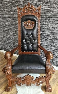 Löwenthron Thronsessel Prunksessel Sessel Thron Holz - Bild 1 von 10