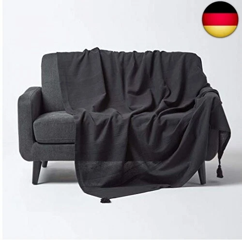 Homescapes Tagesdecke Rajput schwarz Wohndecke aus 100 Baumwolle 150