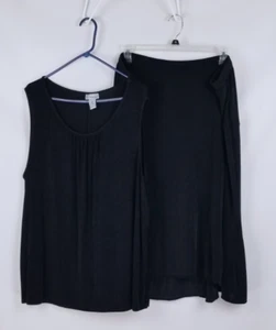 Catherines Damengröße 3X 26"/28" 2-teiliges ärmelloses Tunika- und Rock-Set schwarz - Bild 1 von 10