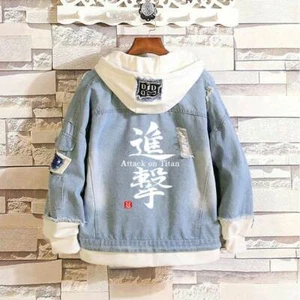 Nuevo Abrigo Chaqueta de Jean Anime Attack on Titan Sudadera con Capucha Ropa de calle Hip-hop - Imagen 1 de 8