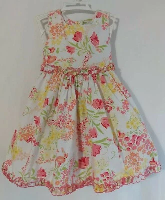 Polly & Friends Girls Cotton Summer Floral Dress Size 4 Cottage Core - Image 1 of 4