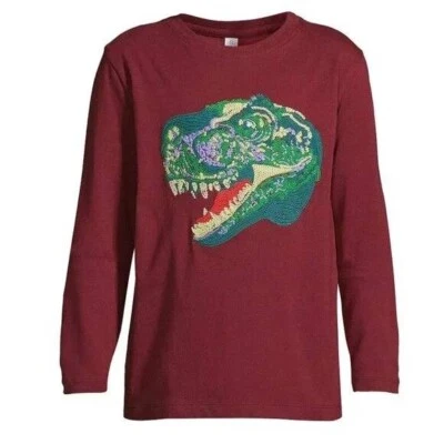 Lands' End Dinosaur Graphic Tee Long Sleeve Cotton Top Kids Size M - Image 1 of 4