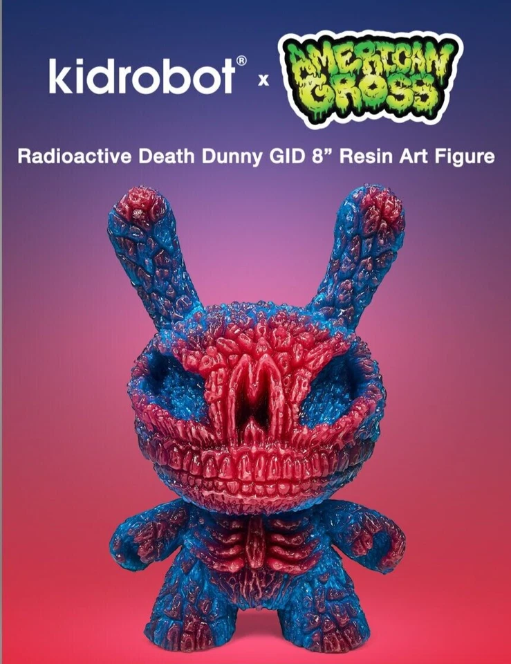 Figura de arte de resina GID Kidrobot x American Gross: Radiactive Death Dunny 8′′ Foto 1 de 4