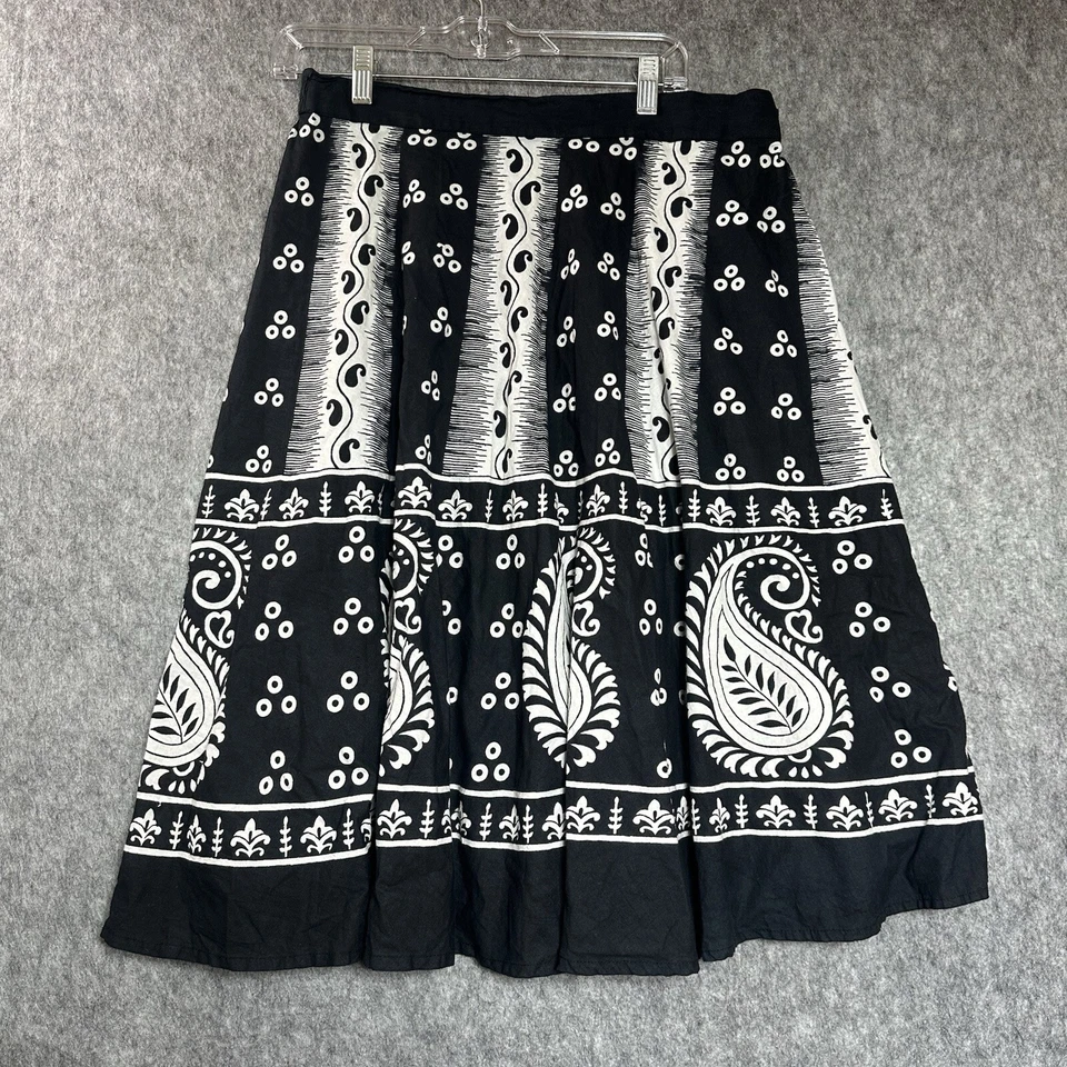 Falda Studio West Mujer Grande Negra Geométrica Pull On Midi Boho Cápsula Casa de Campo Foto 1 de 4